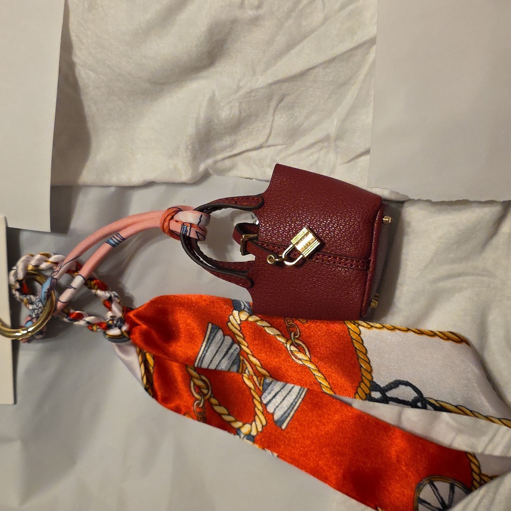 Mini Burgundy Tote Bag with Scarf Accent